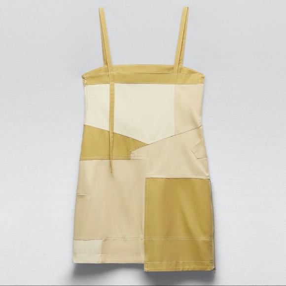 ZARA 2023 SS Patchwork Gabardine Dress NWT - Picture 2 of 6